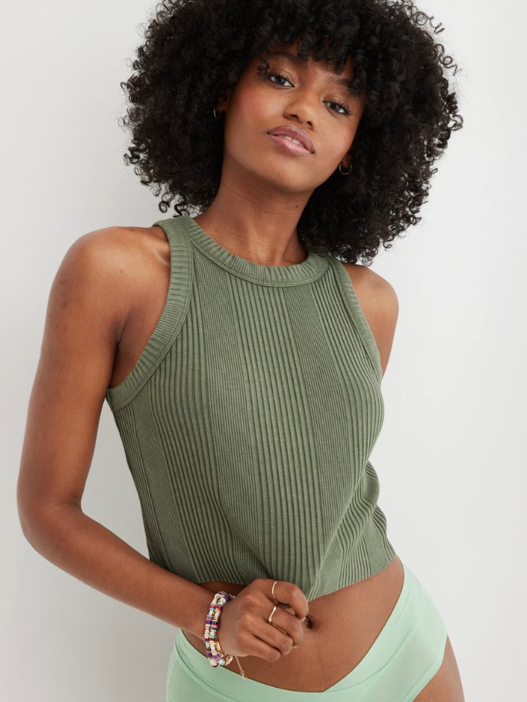 Aerie Textured Free Spirit Ribbed Tank Top